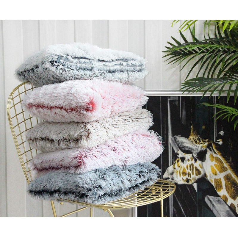 Uhomy 2 Packs Fluffy Accent Pillows Cover 20"x12", Soft Black Ombre Artificial Fur Throw Pillow Case, Modern Luxury Decorative Square Cushion Cover for farmhouse home decor for Sofa/Bed/Chair, 50x30cm - Image 5